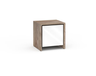 Barcelona 217, Single-Width Audio Cabinet, Natural Walnut with White Gloss Doors