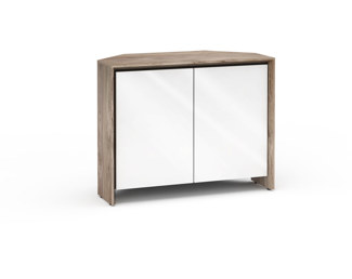 Barcelona 323, Twin-Width Corner Cabinet, Natural Walnut /Gloss White 