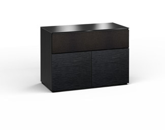 Chicago 329, Twin-Width AV Cabinet, Textured Black Oak