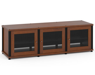 Synergy Solution 237, Triple-Width AV Cabinet, American Cherry with Black Posts