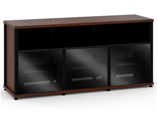 Synergy Triple Box 339- Dark Walnut with Black Glass and Black Posts