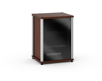 Synergy Single Box 303 - Dark Walnut with Black Glass and Aluminum Posts