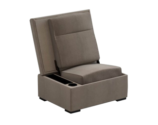 JumpSeat Ottoman, Leather with Piping