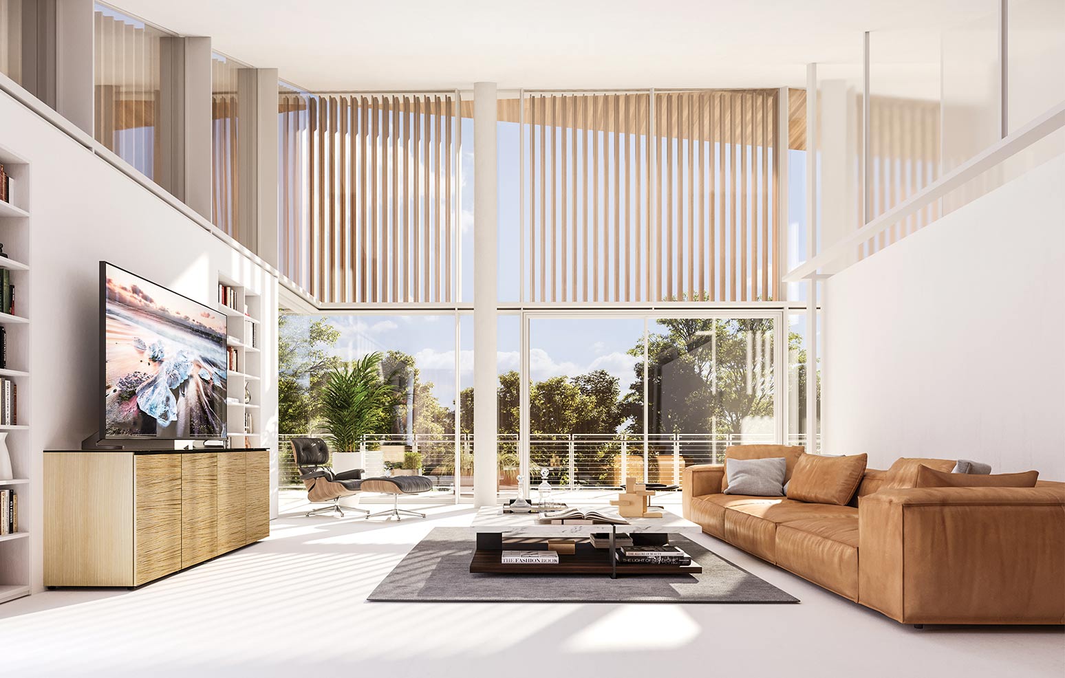 Beautiful living room with the Denver Oak Chameleon AV cabinet.