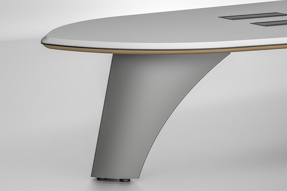 Natural Oak bottom edge trim with black, solid surface center detail that provides edge protection.