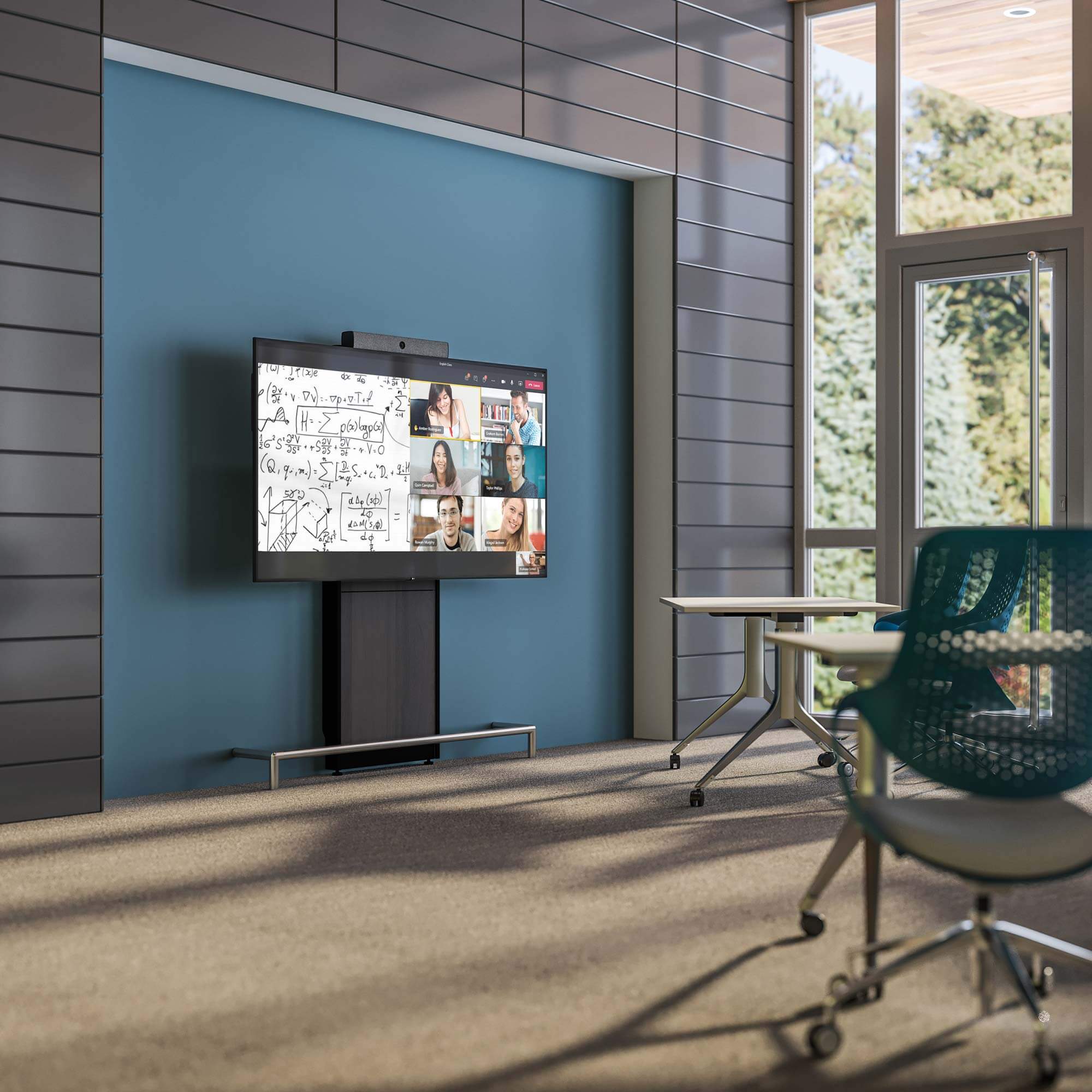 Chameleon Barcelona white cabinet in bright modern living room.